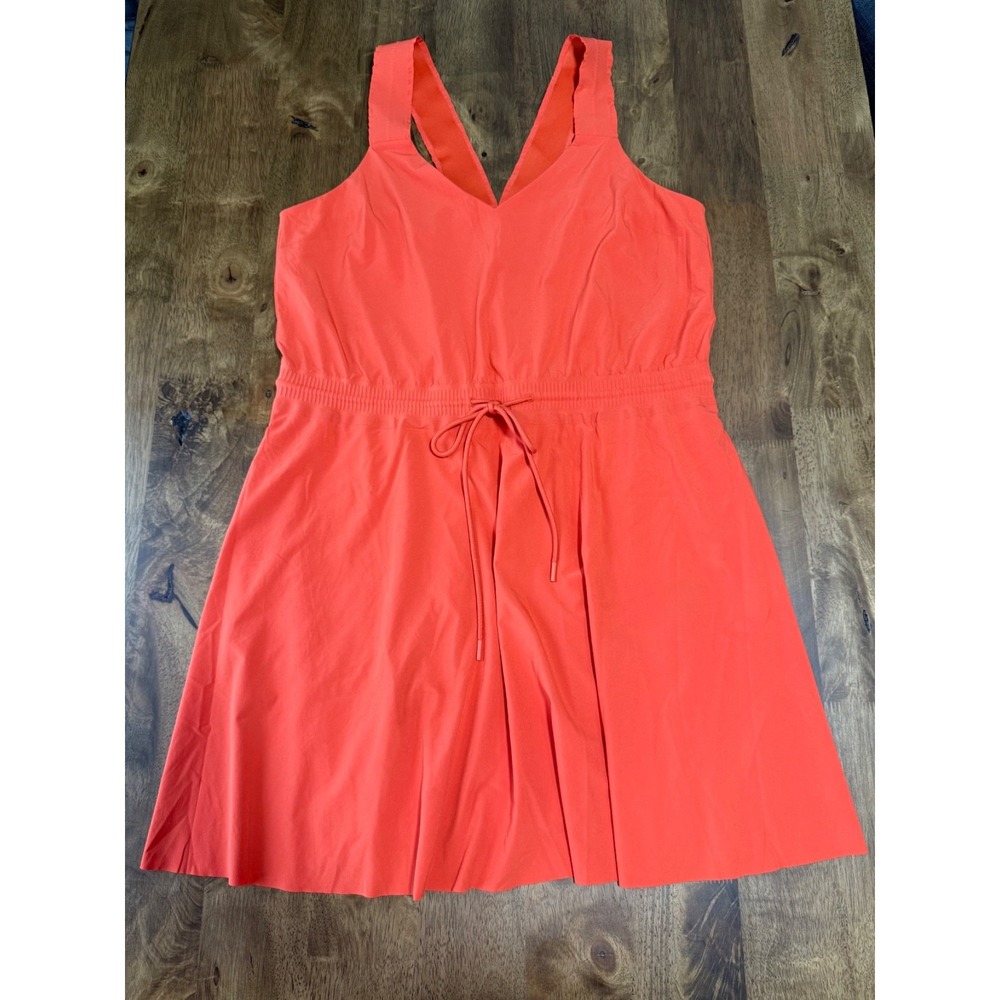 EUC Womens Athleta Savannah Strap Mini Dress athletic orange stretch size L